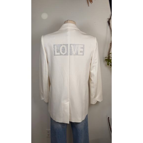 Zadig & Voltaire Ivory White Rhinestone Blazer Designer Jacket Size 42 - Picture 6 of 6